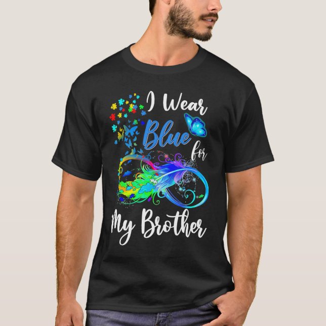 Camiseta Quebra-cabeça Eu Uso Azul Pelo Meu Irmão Conscient (Frente)