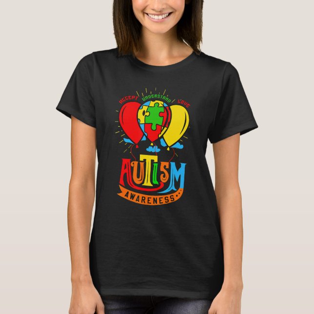 Camiseta Quebra-Cabeça Feliz Vida Conscientização do Autism (Frente)