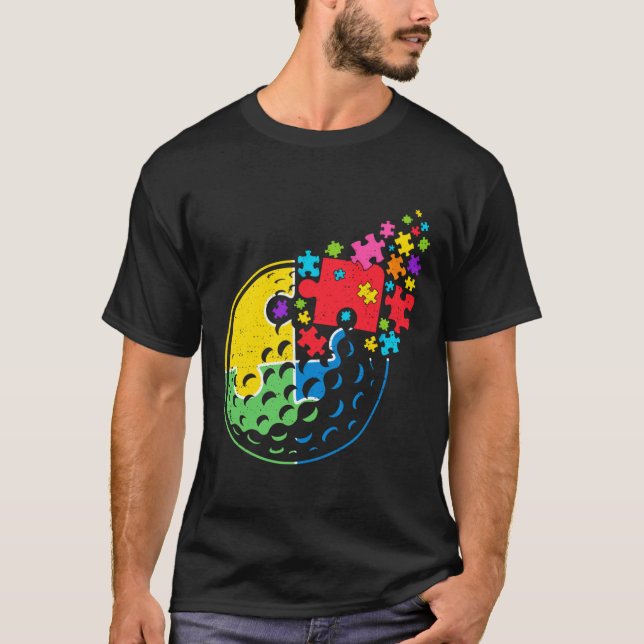 Camiseta Quebra-cabeça Golf Suporta Homens de Consciência d (Frente)
