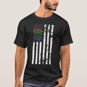 Camiseta Quebra-cabeça Gráfico da Bandeira dos EUA de Consc