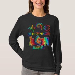 Camiseta Quebra-cabeça Heart Live Love Accept World Autism