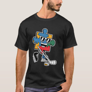 Camiseta Quebra-cabeça hóquei no gelo Conscientização do Au