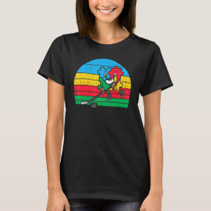 Camiseta Quebra-cabeça Hóquei no Gelo Retro Conscientização