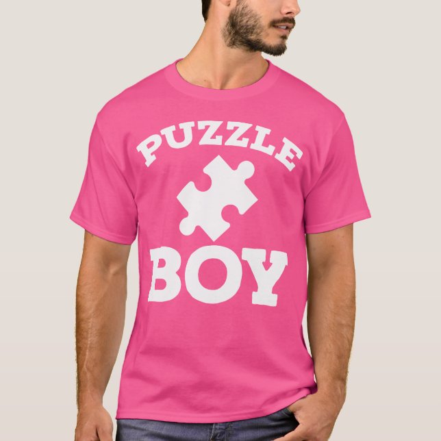 Camiseta Quebra-cabeça Jigsaw Puzzle Engraçado Menino (Frente)