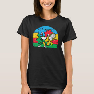 Camiseta Quebra-cabeça Jogando Tênis Pôr do Sol Retro Consc