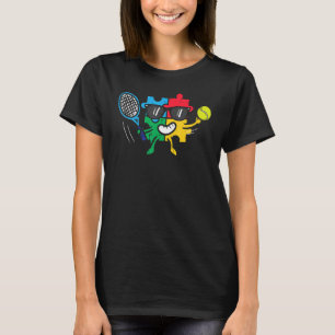 Camiseta Quebra-cabeça Menino Jogando Tênis Conscientização