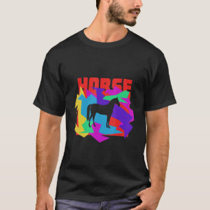 Camiseta Quebra-cabeça Mosaico Animal Cavalo
