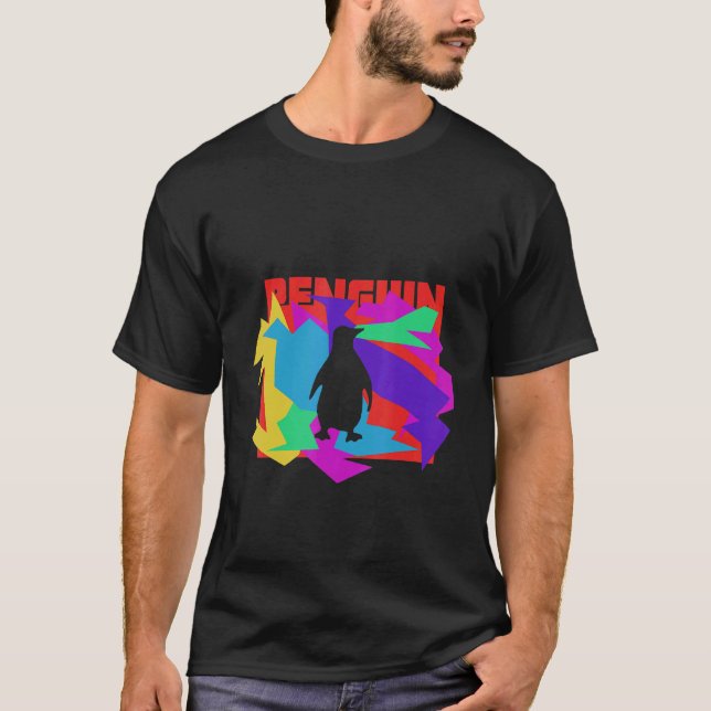 Camiseta Quebra-cabeça Mosaico de Animal Pinguim (Frente)
