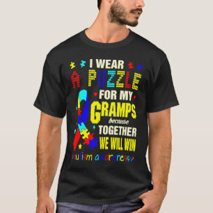 Camiseta Quebra-cabeça para o vovô Conscientização do Autis
