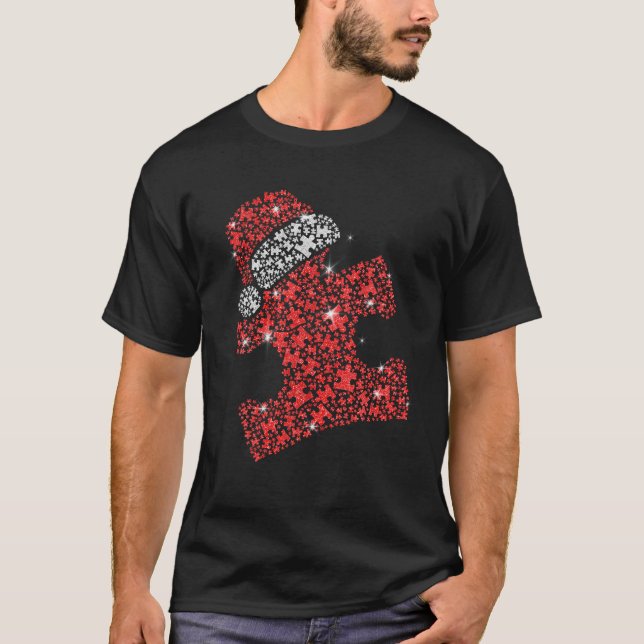 Camiseta Quebra-cabeça Piece Santa Hat Sensibilização para  (Frente)