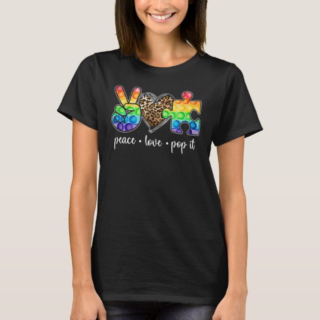 Camiseta Quebra-Cabeça Pop It Paz Amor Conscientização do A (Frente)