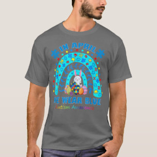 Camiseta Quebra-cabeça Rainbow Em Abril Nós Vestimos Páscoa