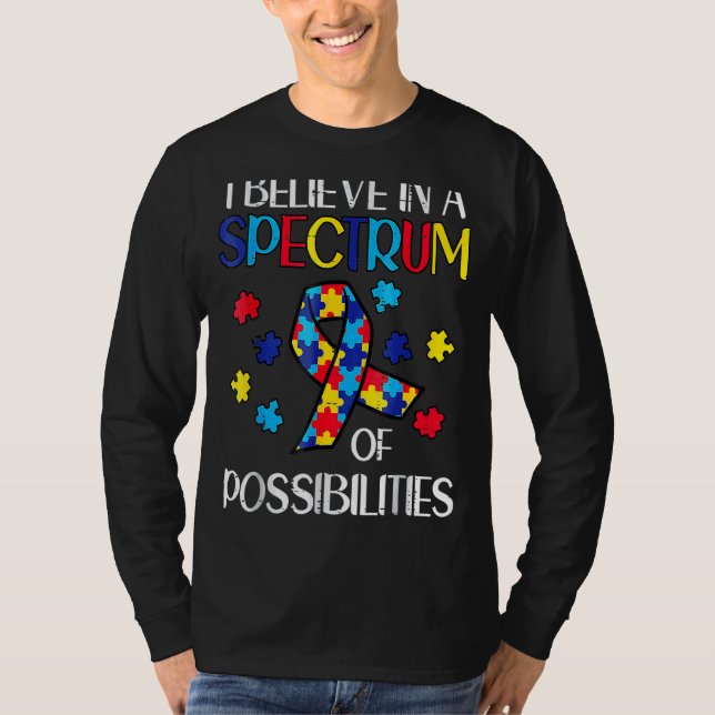 Camiseta Quebra-cabeça Ribbon Acredito Num Espectro De Poss (Frente)
