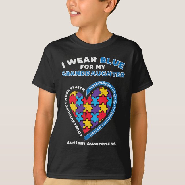 Camiseta Quebra-cabeça Veste Azul Para A Avó Awarenes Autis (Frente)