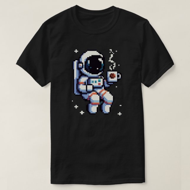 Camiseta Quebra Coffee Cósmica: Astro Java - Sipper Espacia (Frente do Design)