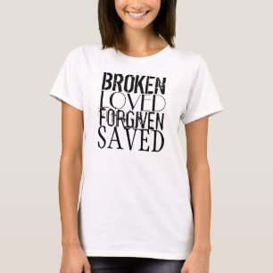 Camiseta Quebrado. Amado. Perdoado. Salvar. T do músculo