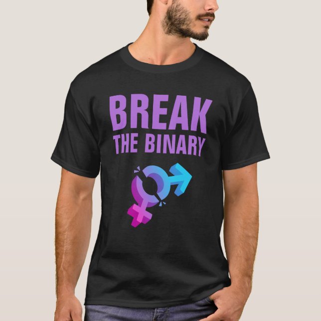 Camiseta QUEBRE a identidade BINÁRIA do género (Frente)
