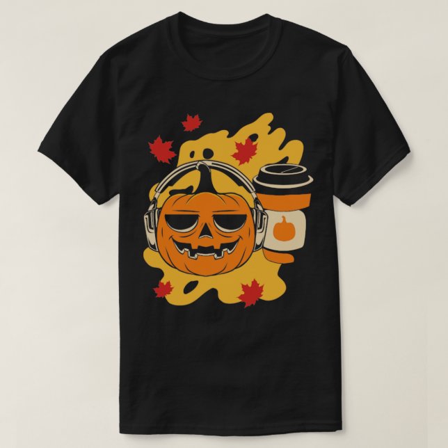 Camiseta Queda Café Música Sobrelota Pumpkin Latte Beber (Frente do Design)
