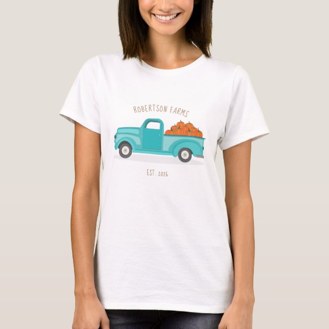 Camiseta Queda Colheita Vintage Blue Truck (Frente)
