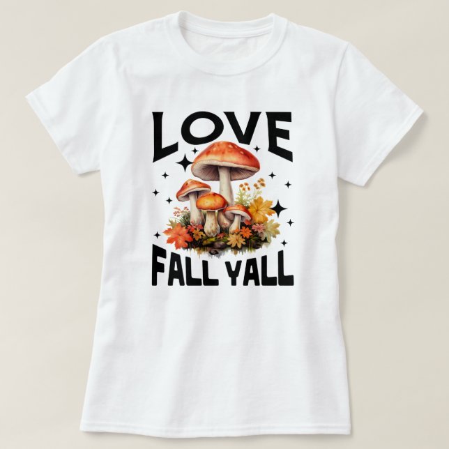 Camiseta Queda de amor Y all | Folhas de outono | Caiu (Frente do Design)
