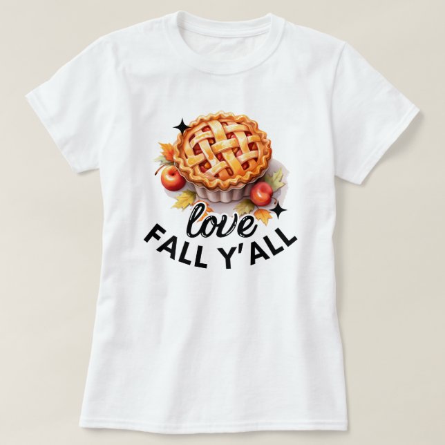 Camiseta Queda de amor Y all | Folhas de outono | Caiu (Frente do Design)