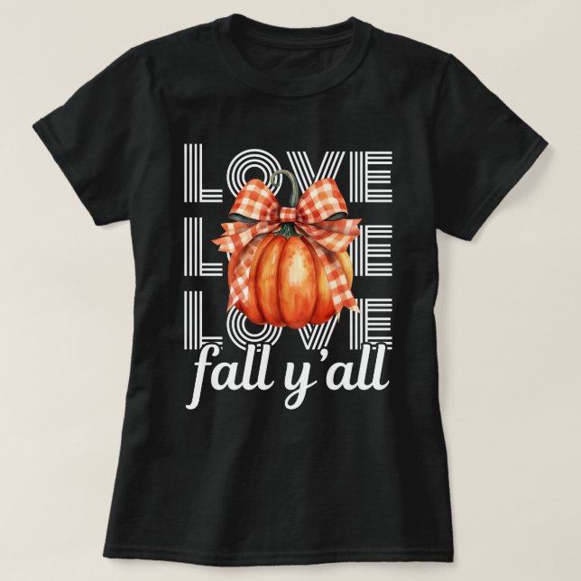 Camiseta Queda de amor Y all | Folhas de outono | Caiu (Frente do Design)