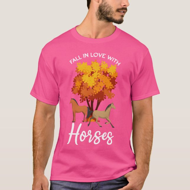 Camiseta Queda de mulheres no outono de cavalos engraçado (Frente)