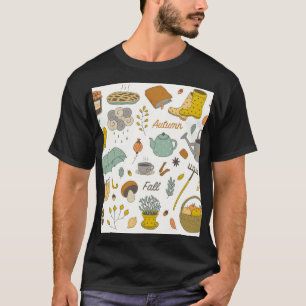 Camiseta Queda Desenhada À Mão: Conjunto De Vintagens Color