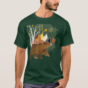Camiseta Queda Do Urso De Cuta Do Outono Nas Montanhas Da N
