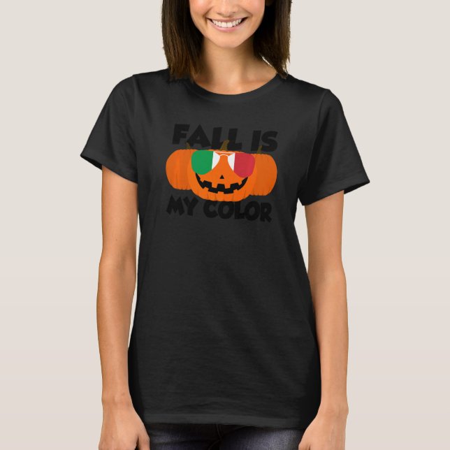 Camiseta Queda É Minha Cor, Ação De Graças, Pumpkin Itália  (Frente)