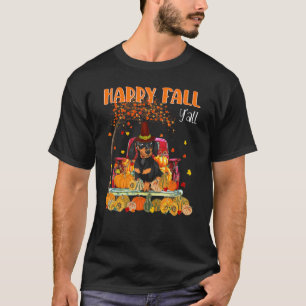 Camiseta Queda Feliz, Cão Dachshund No Caminhão Pumpkin Fa