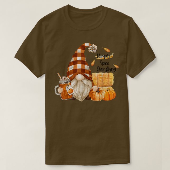 Camiseta Queda Gnome Pumpkin Spice Tudo Bonito Gnomo Hal (Frente do Design)