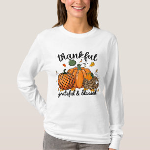 Camiseta Queda Graças Grata Abençoada, abençoada abóbora-me