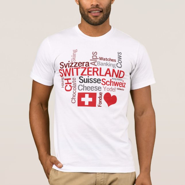Camiseta Queda no amor com suiça! Tema suíço (Frente)
