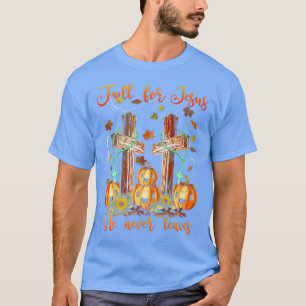 Camiseta Queda por Jesus Ele Nunca Sai Do Outono Pu Cristão