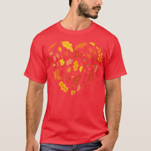 Camiseta Queda Saída Outubro Outono Amadurece Bonito Coraçã