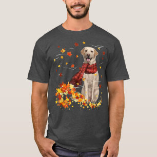 Camiseta Queda Scarf Labrador Cachorro outono Folhas240