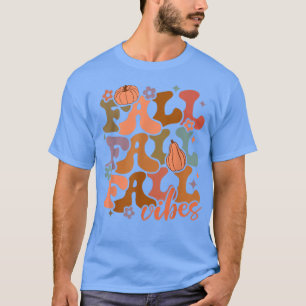 Camiseta Queda Vibes Retro Groovy Pumpkin Spice Pumpkin Que