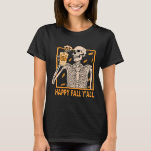 Camiseta Queda Yall Women Halloween Skeleton Pumpkin Spice