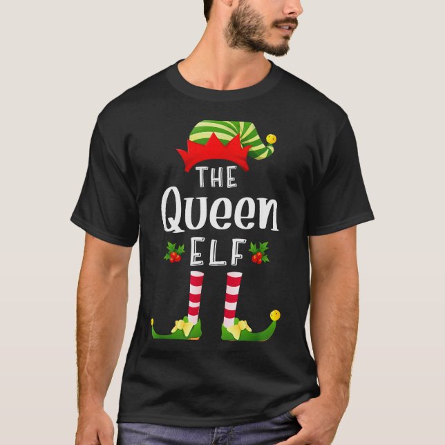 Camiseta Queen Christmas Elf Matching Pajama X-mas Party  (Frente)