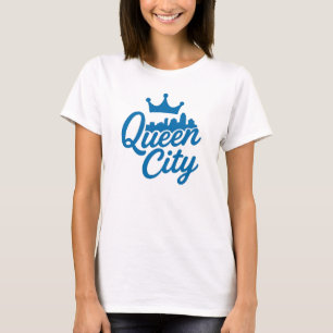 Camiseta Queen City Charlotte Skyline Design - Coroa Azul