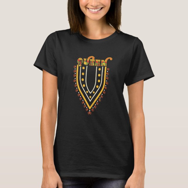 Camiseta Queen Dashiki Print Kente Pattern African American (Frente)
