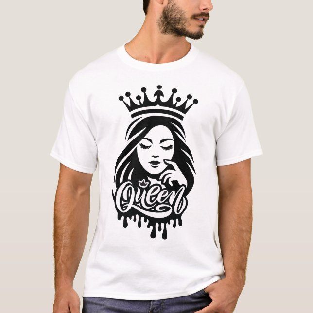 Camiseta Queen Design – Elegant Royal Crown Typography for  (Frente)