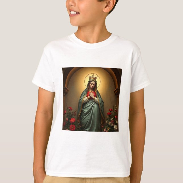 Camiseta Queen of Heaven Catholic Kid's Tee Shirt (Frente)
