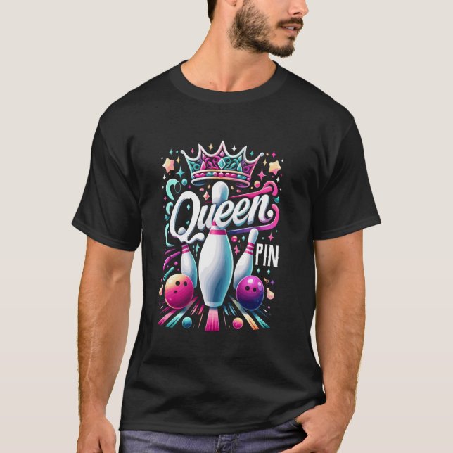 Camiseta Queen Pin Shirt Bowler Boliche League For Boliche (Frente)