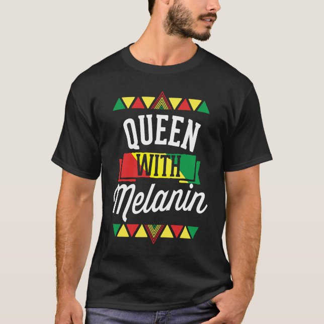 Camiseta Queen With Melanin African American Black History  (Frente)