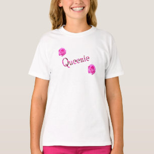Camiseta Queenie, Nome, Com Rosas Rosa,