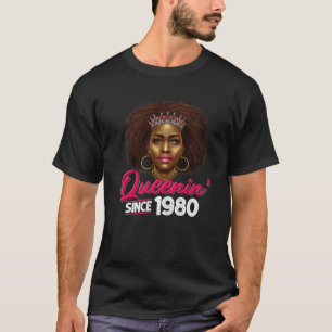 Camiseta Queenin' desde 1981 41Rua Aniversário afro-americ