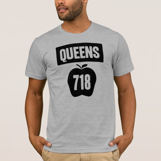 Camiseta Queens 718 cortado de Apple & da bandeira grandes, (Frente)