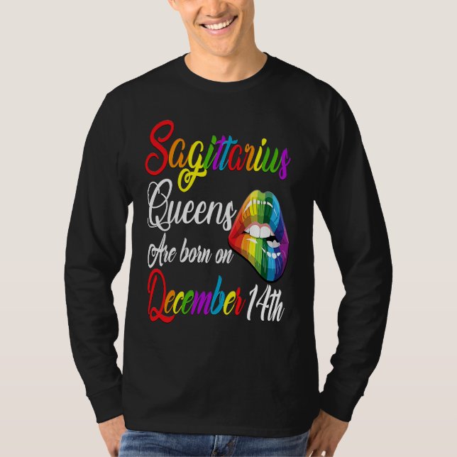 Camiseta Queens Are Born on December 14th Rainbow Lips Sagi (Frente)